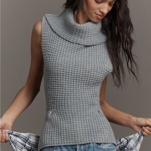 Pilcro Waffle-Knit Muscle Tank Turtleneck Sweater Size XL NWT